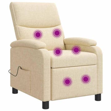 vidaXL Massage Relaxstoel Crèmekleurig Stof, Verzenden, Nieuw