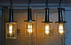 Lampe à suspendre - Quatre lampes industrielles vintage en, Antiquités & Art