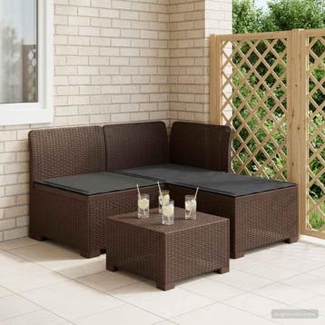 vidaXL 3-Zits Tu bank met Kussens Rattan Look 3-zits PP, Verzenden, Nieuw