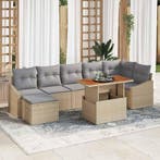 vidaXL Tuin Eettafel Set met kussen 8 pcs Beige en Grijs, Verzenden, Nieuw