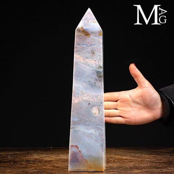 Obelisk in veelkleurige agaat - Hoogte: 326 mm - Breedte: 74