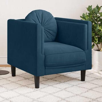 vidaXL Fauteuil met kussen fluweel blauw, Verzenden, Nieuw