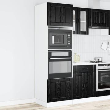 vidaXL Ovenkast PORTO Zwart Eiken 60 x 57 x 207 cm Bewerkt, Verzenden, Nieuw