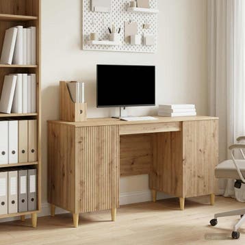 vidaXL Bureau Artisanaal eiken Bewerkt hout 142,5 x 50 x 75, Huis en Inrichting, Verzenden, Nieuw