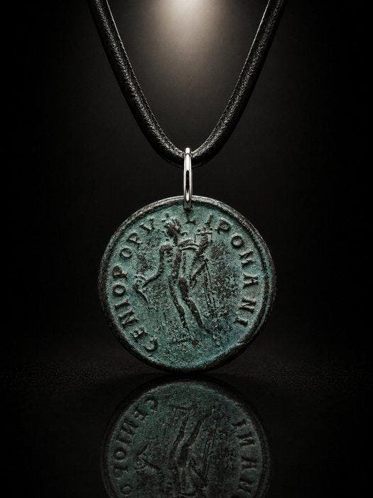 Oud-Romeins, Keizerrijk Brons Follis van Maximianus-hanger –, Bijoux, Sacs & Beauté, Bijoux anciens
