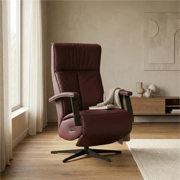 Leren elektrisch relaxfauteuil Pure - Toledo Bordeaux, Maison & Meubles, Ophalen of Verzenden