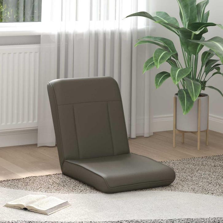 vidaXL Verstelbare vloostoel Grijs Kunstleer, Maison & Meubles, Chaises, Envoi
