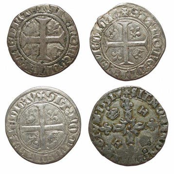 Frankrijk. Charles VI & Henri II – Lot de 4 monnaies royales