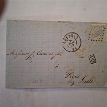 België 1866/1870 - Leopold I in profiel naar links op brief, Gestempeld