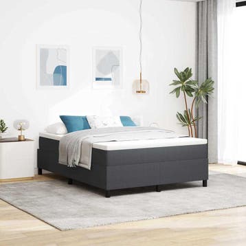 vidaXL Boxspring bed Donkergrijs en Wit 140 x 200 cm, Verzenden, Nieuw