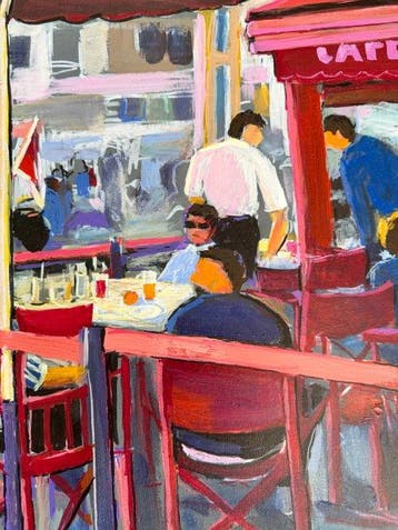 Micha Szczechowicz - Cafe w Saint Tropez, Antiquités & Art