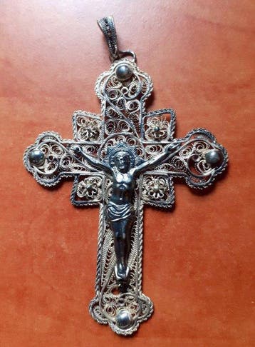 Vintage Croix - Filigrane, Plaqué(e) argent - 1960-1970 -