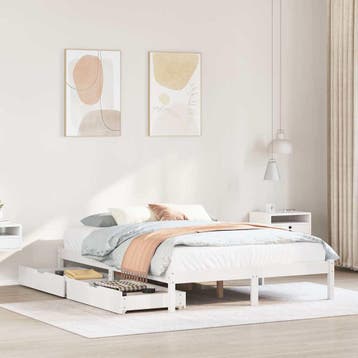 vidaXL Bedframe zonder matras massief grenenhout wit 140x200, Verzenden, Nieuw