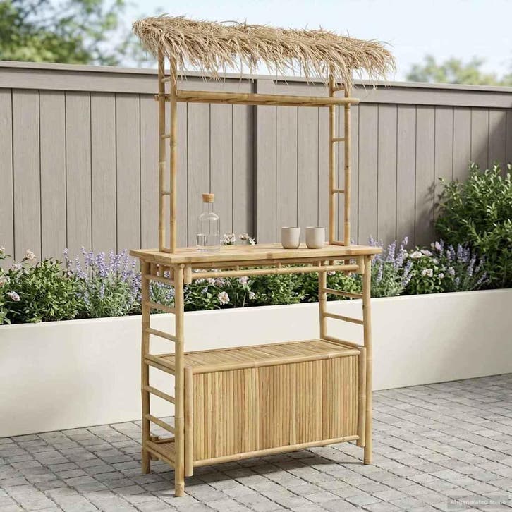 vidaXL Buiten Bartafel Naturel 110 x 50 x 209 cm Bamboe, Tuin en Terras, Tuintafels, Nieuw, Verzenden