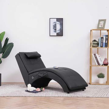 vidaXL Massage chaise longue met kussen kunstleer zwart, Verzenden