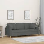 vidaXL Driezitsbank met sierkussens 180 cm stof donkergrijs, Verzenden, Nieuw