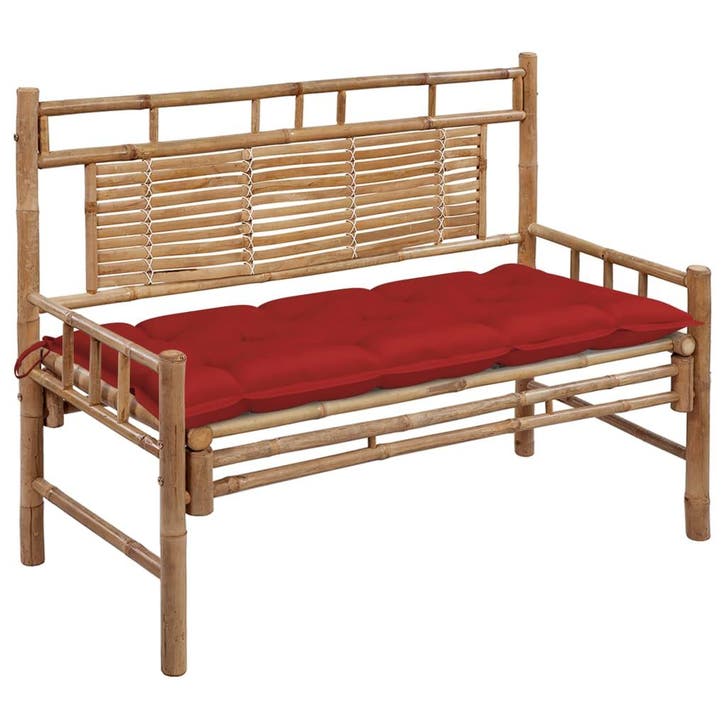 vidaXL Tuinbank met kussen 120 cm bamboe, Tuin en Terras, Tuinsets en Loungesets, Nieuw, Verzenden