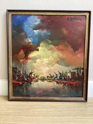 Leo Jordaens (1944- 2000) - De haven van Antwerpen, Antiek en Kunst