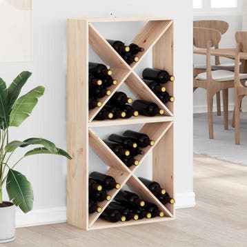 vidaXL Wijnrek 2 st Naturel 62 x 25 x 62 cm Massief, Verzenden