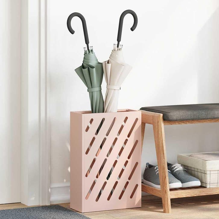 vidaXL Regen Paraplu Stand Roze 28 x 12 x 41 cm Staal, Huis en Inrichting, Woonaccessoires | Paraplubakken, Nieuw, Verzenden