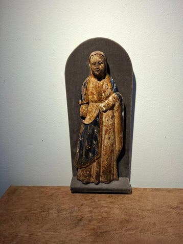 Beeld, Houten Madonna met kind - 35 cm - Hout