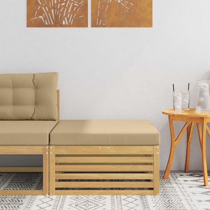 vidaXL Buiten Voetenbank Massief Acacia Hout Wit, Tuin en Terras, Tuinsets en Loungesets, Nieuw, Verzenden