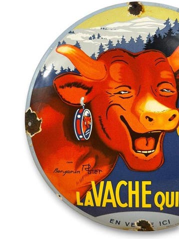 Vache qui rit - Plaque émaillée - Émail, Antiquités & Art
