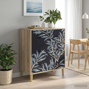 vidaXL Ladekast DOKKUM Blauwe varenprint 66 x 36,5 x 75 cm, Verzenden, Nieuw