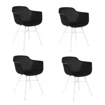 2dekans | Kick Set van 4 Tuinstoelen Indy Zwart - Wit Frame, Tuin en Terras, Ophalen of Verzenden, Nieuw