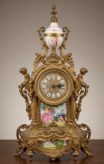 Horloge - Bronze, Porcelaine, Laiton - 1970-1980