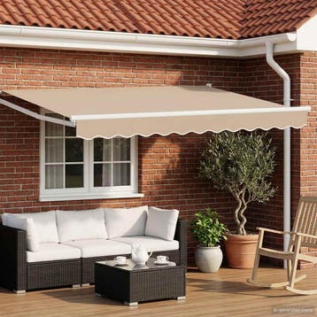 vidaXL Elektrisch Uitschuifbare Zonneluifel Beige en Wit 3,5, Tuin en Terras, Verzenden, Nieuw