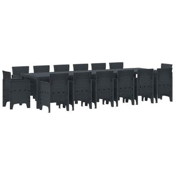vidaXL Tuin Eettafel Set 15 st Antraciet Polt riet, Verzenden