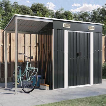 vidaXL Tuinschuur met verlengd dak 277x107x181 cm staal, Verzenden, Nieuw