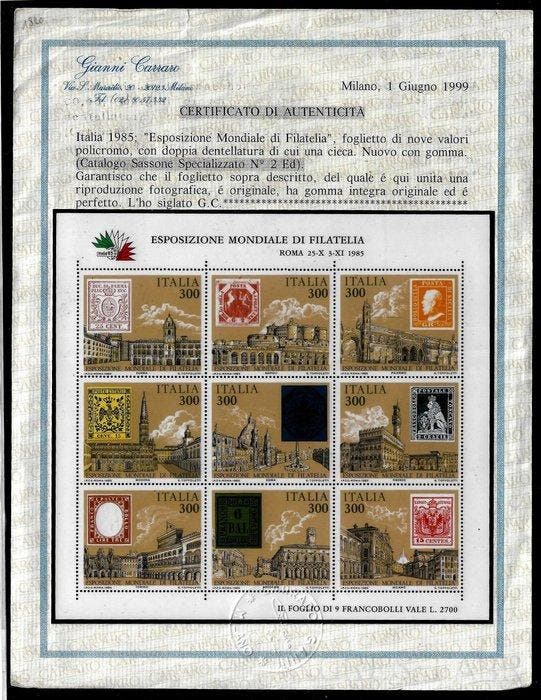Italie 1985 - Feuillet Exposition mondiale de philatélie, Postzegels en Munten, Postzegels | Europa | Italië