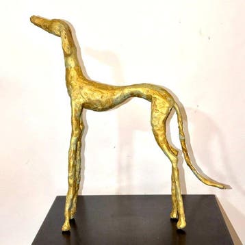 Abdoulaye Derme - sculptuur, Chien Lévrier élancé - 33.5 cm, Antiquités & Art