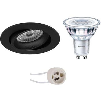 5W LED Spot Set - Kantelbare Ronde Inbouwspot Mat Zwart & Wi, Verzenden, Nieuw
