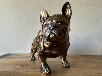 sculptuur, Steampunk art bulldog - 23.5 cm - polystone