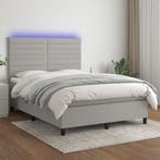 vidaXL Boxspring met matras en LED stof lichtgrijs 140x200, Verzenden, Nieuw