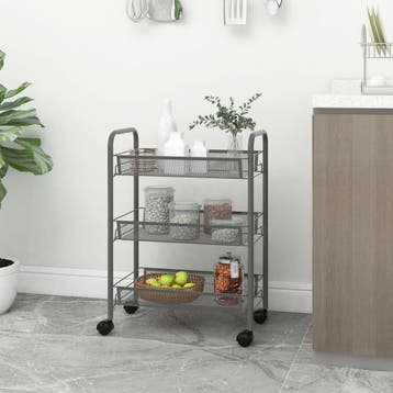 vidaXL Keukentrolley 3-laags 46x26x54 cm ijzer grijs, Verzenden, Nieuw