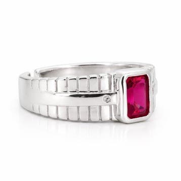 Zonder minimumprijs - Ring Verguld Robijn - Diamant - 18k, Nieuw