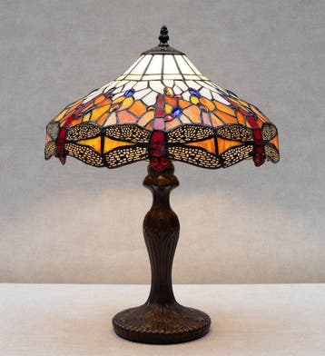 Lamp - Tiffany style - dragonfly - Messing, Glas