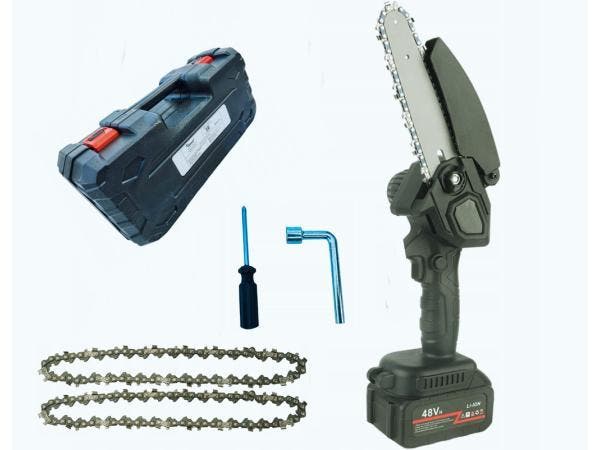 Veiling - Mini Accu Kettingzaag - incl. 2x accu - 48V | Kant, Bricolage & Construction, Outillage | Scies mécaniques