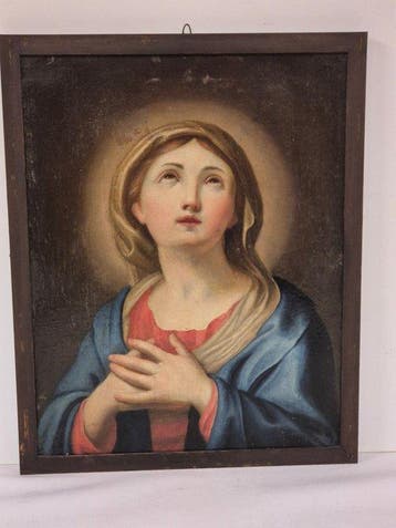 Olieverfschilderij op doek - Madonna in contemplatie - 36 x