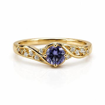 Sans prix de réserve - Bague Plaqué or Tanzanite - Diamant -