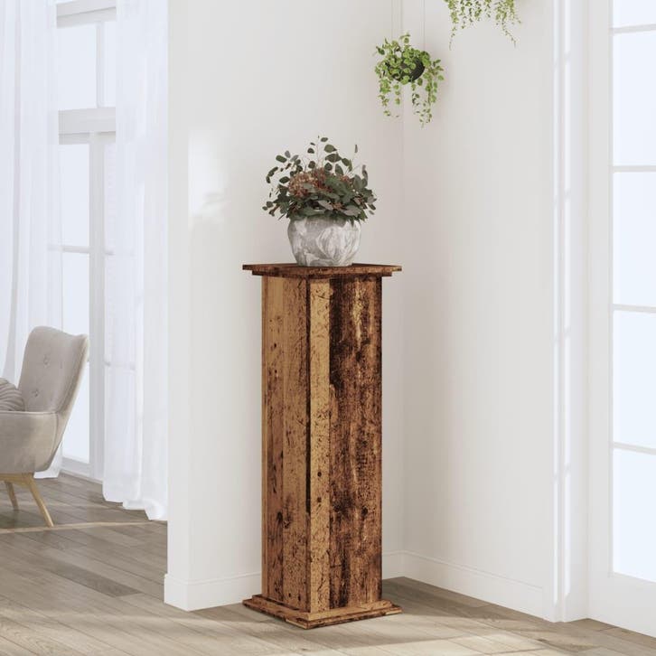 vidaXL Plantenstandaard 33x33x100 cm bewerkt hout oud, Tuin en Terras, Bloembakken en Plantenbakken, Nieuw, Verzenden