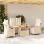vidaXL 4-delige Tuinset met kussens poly rattan beige, Verzenden, Nieuw, Tuinset
