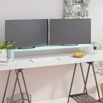vidaXL TV-meubel/monitorverhoger 120x30x13 cm glas groen, Verzenden