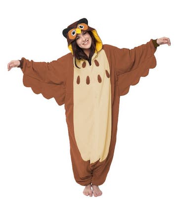 KIMU® Onesie Bruine Uil Pak L-XL Uilenpak Kostuum Bruin Voge, Ophalen of Verzenden