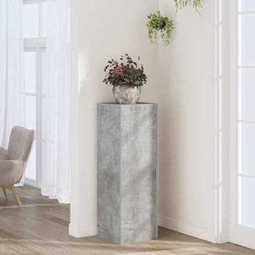 vidaXL Plantenstandaard 33x33x100 cm bewerkt hout betongrijs, Tuin en Terras, Verzenden, Nieuw