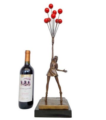 sculptuur, Girl with balloons - 53 cm - Brons, Marmer